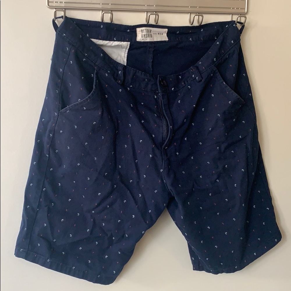 Better Unsaid Navy Shorts w/palm trees & flamingos